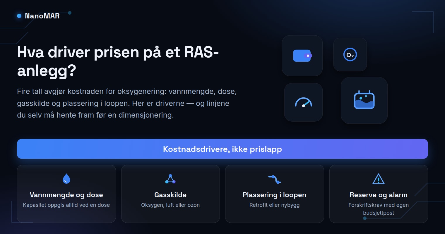 Pris på RAS-anlegg: hva som driver kostnaden for oksygenering