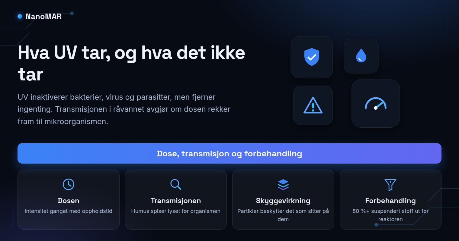 UV-desinfeksjon i drikkevannsanlegg: hva UV tar, og hva det ikke tar