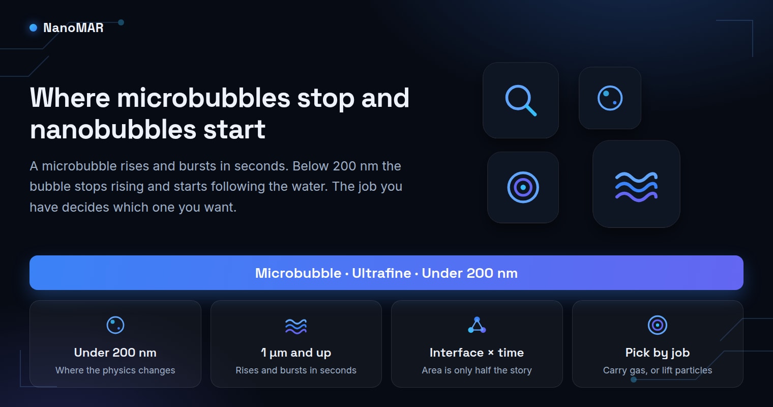 Nanobubbles vs microbubbles: the size that changes the physics